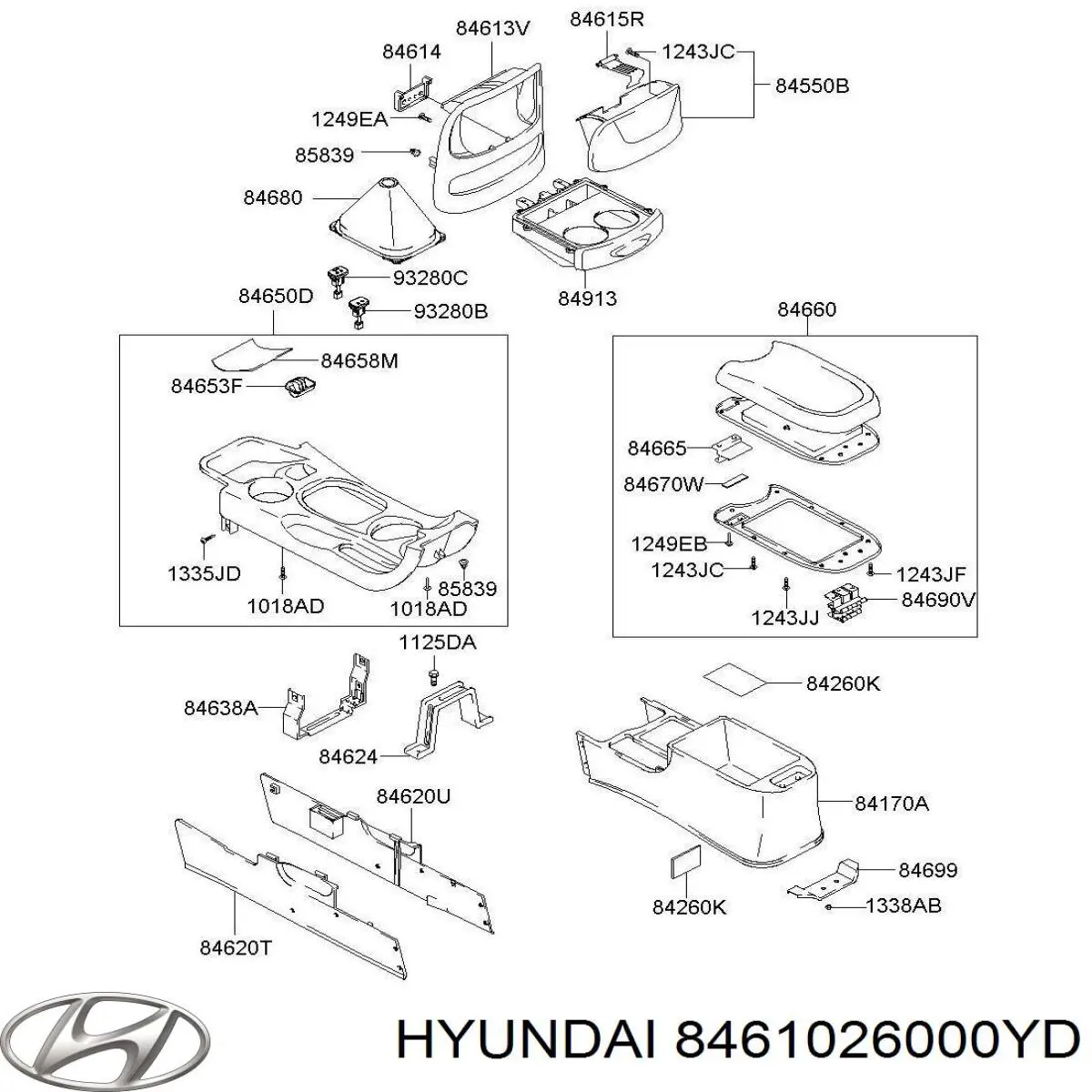 8461026000YD Hyundai/Kia Консоль центральная панели управления