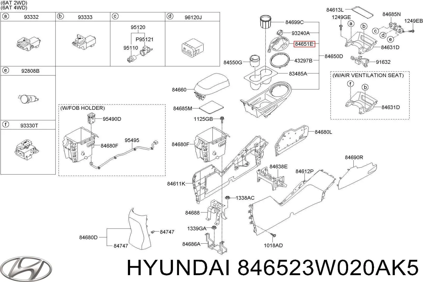  846523W020AK5 Hyundai/Kia