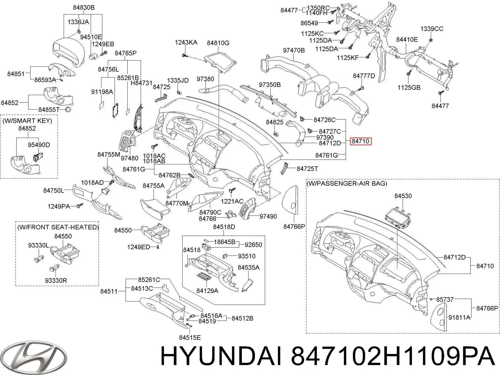 847102H1109PA Hyundai/Kia Передняя панель