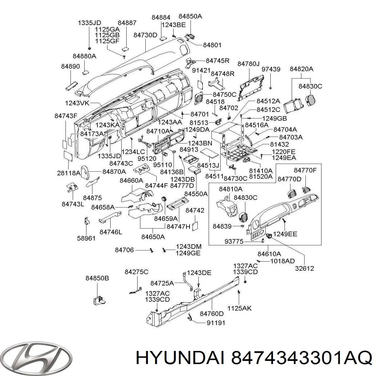 8474343301AQ Hyundai/Kia панель салона передняя "торпедо"