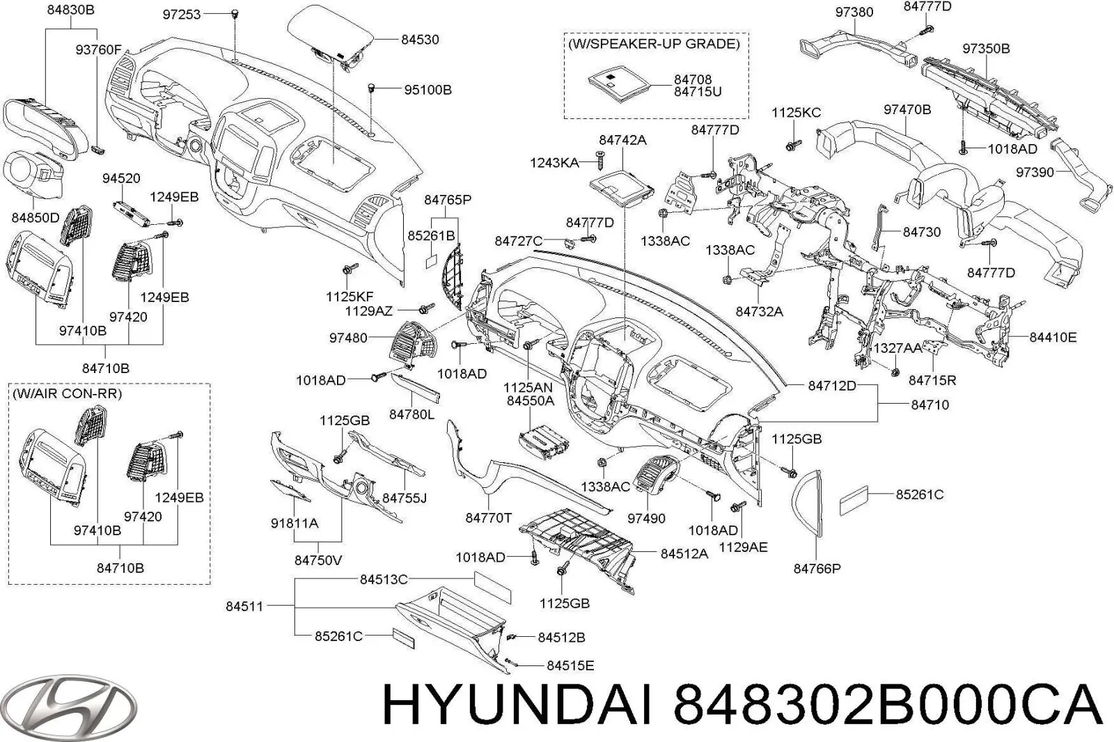 848302B000CA Hyundai/Kia Облицовка щитка приборов "торпедо"