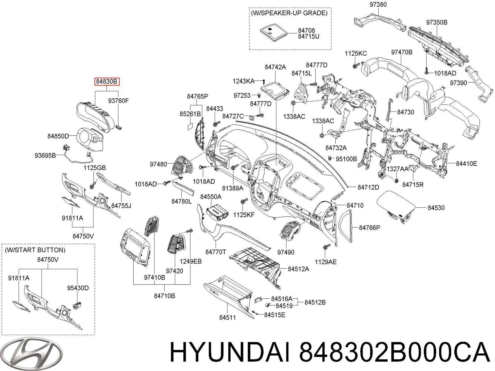 Облицовка щитка приборов "торпедо" Hyundai/Kia 848302B000CA цена, от 9.52 USD