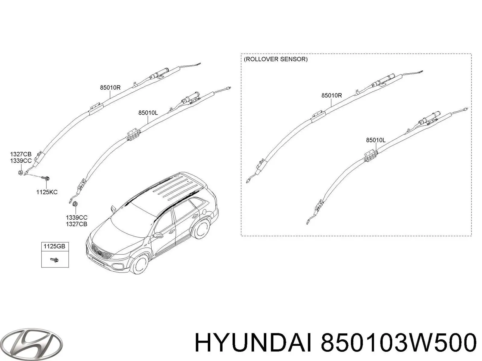 850103W500 Hyundai/Kia cinto de segurança (airbag de estore lateral esquerdo)