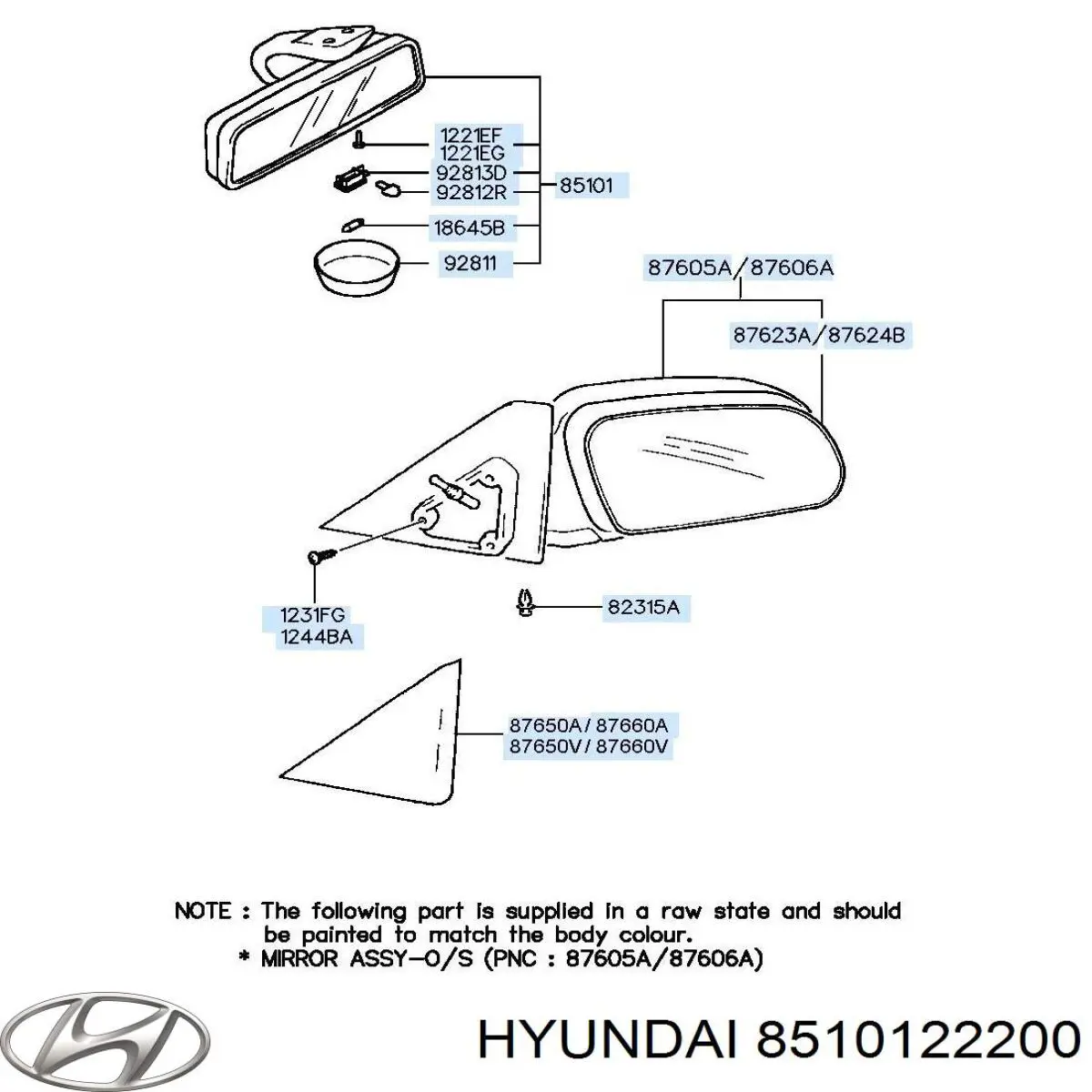 Купить 8510122200 Hyundai/Kia Зеркало салона авто