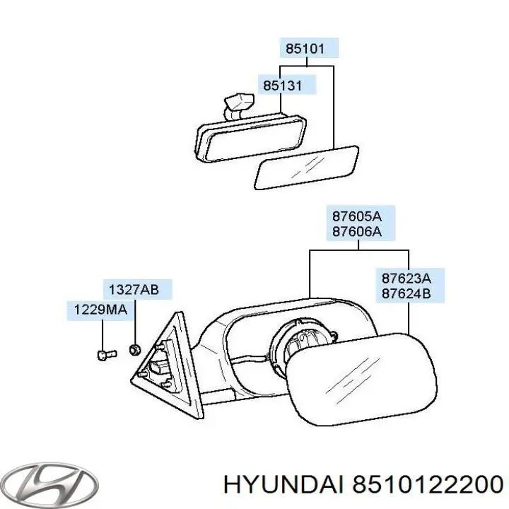 Зеркало заднего вида 8510122200 Hyundai/Kia