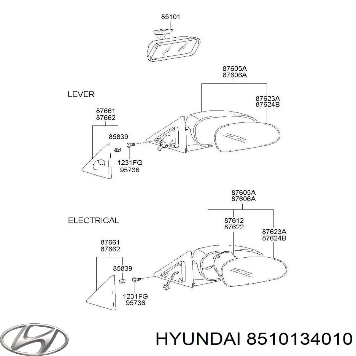 Зеркало заднего вида 8510134000 Chrysler