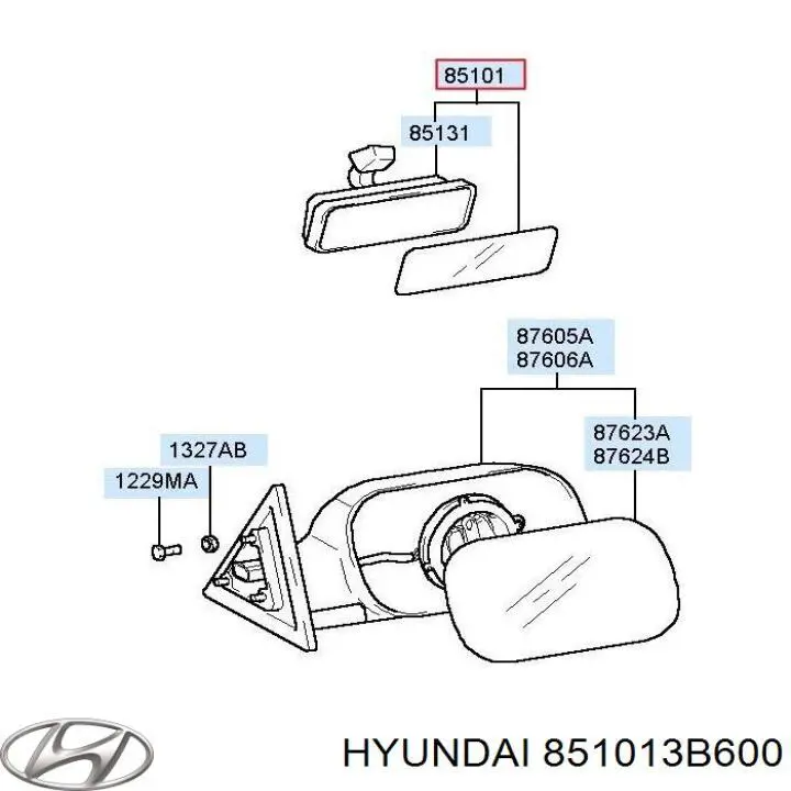 851013B600 Hyundai/Kia Зеркало заднего вида в салоне