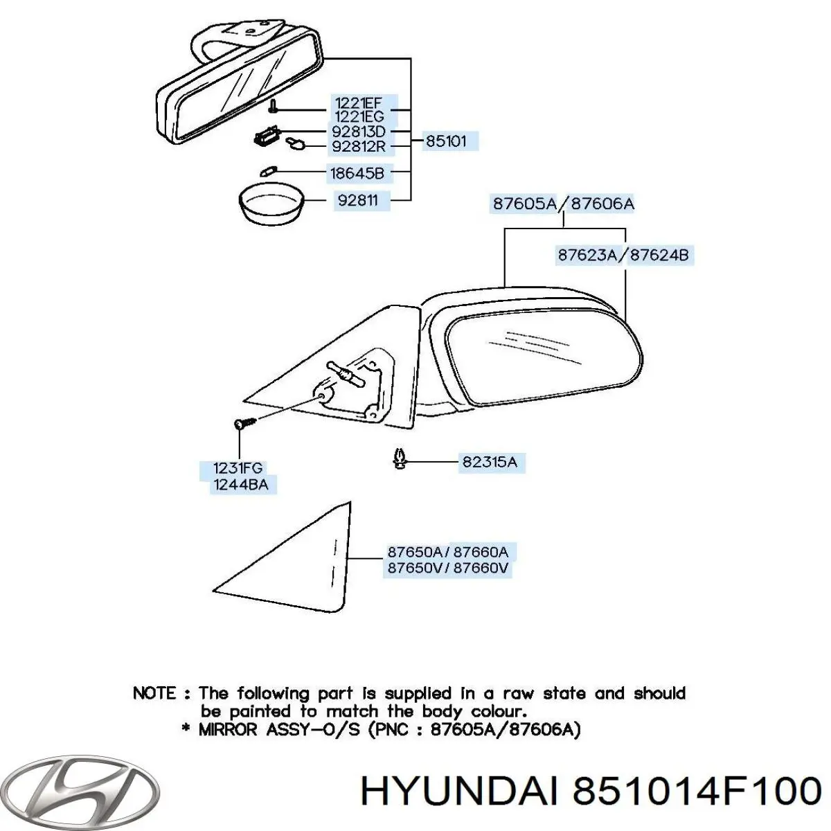 Зеркало салона внутреннее Hyundai/Kia 851014F100 цена, от 7.25 USD