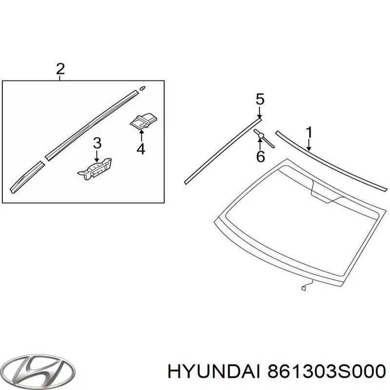 Moldura superior de pára-brisas para Hyundai Sonata (YF)