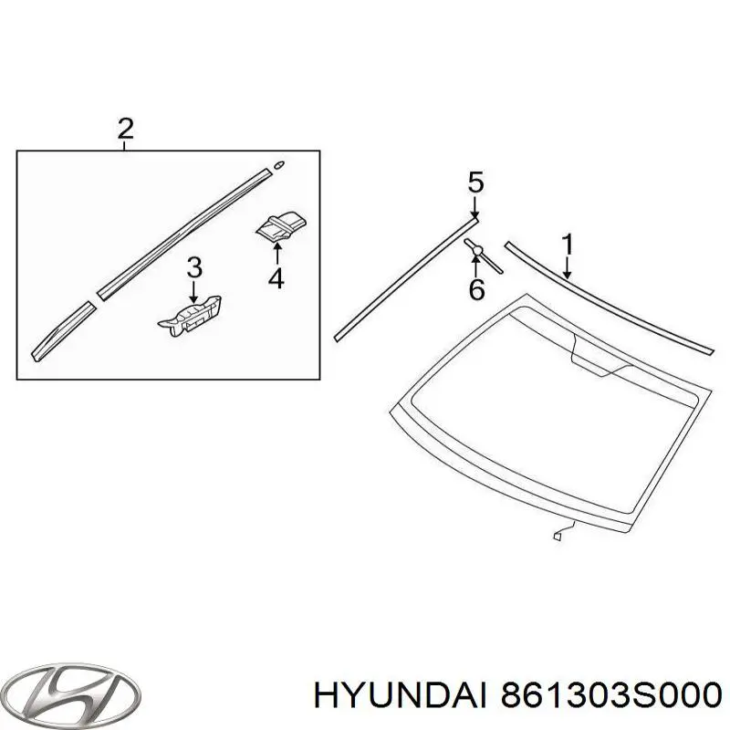 Молдинг лобового стекла верхний Hyundai/Kia 861303S000 цена, от 16.22 USD