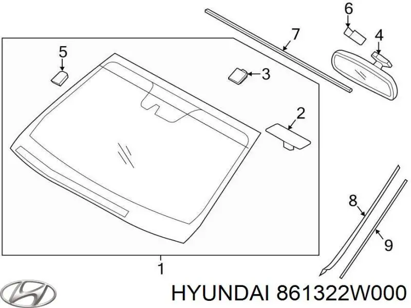 861322W000 Hyundai/Kia moldura direita de pára-brisas