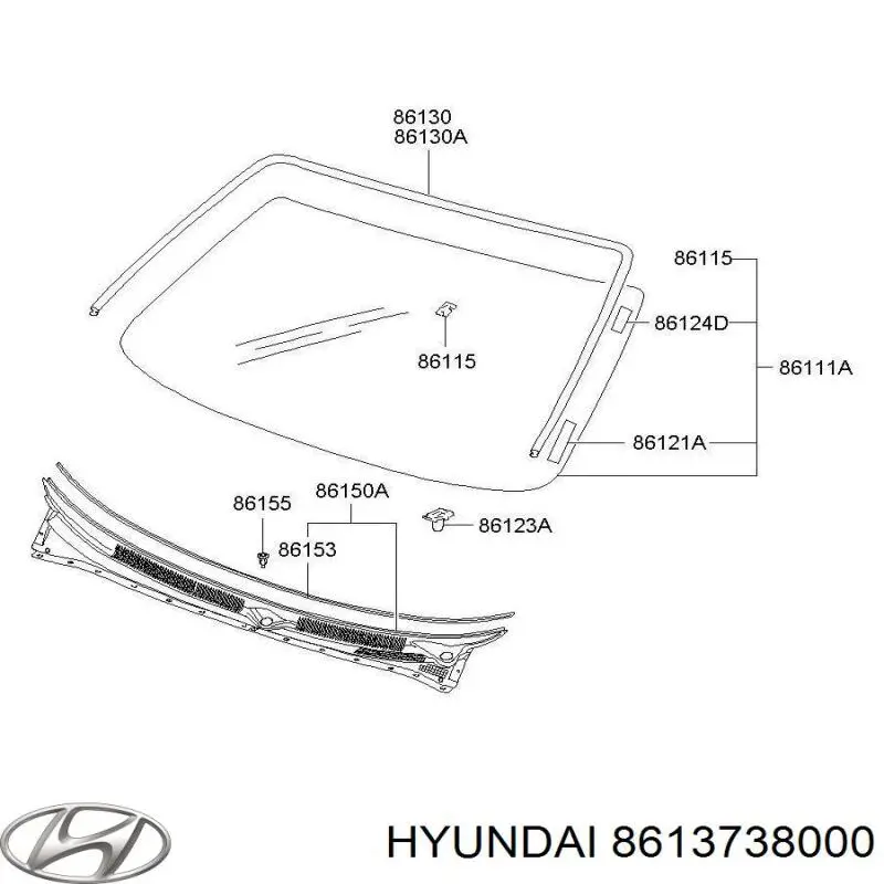 8613738000 Hyundai/Kia молдинг лобового стекла