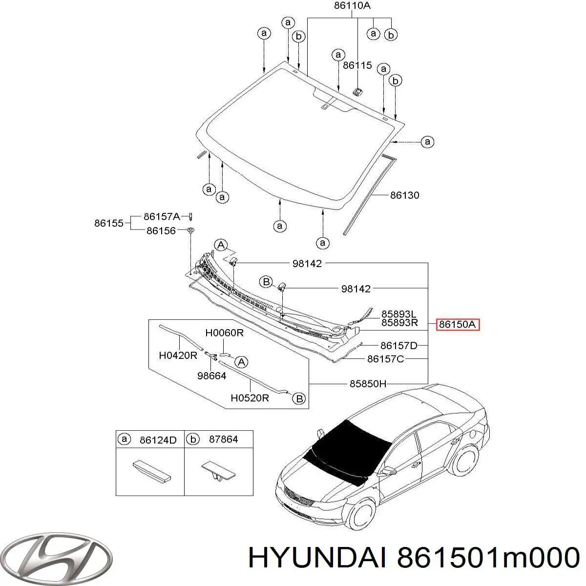 Решетка воздухозаборника салона Hyundai/Kia 861501M000