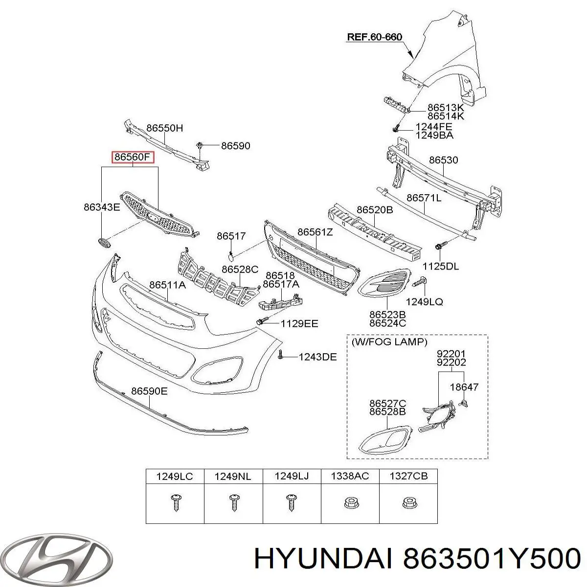 863501Y500 Hyundai/Kia Решетка радиатора
