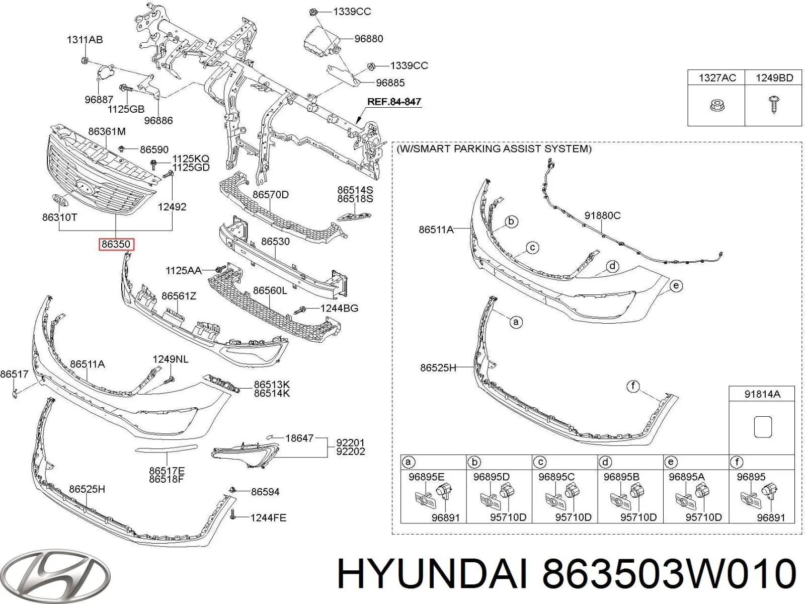 863503W010 Hyundai/Kia grelha do radiador