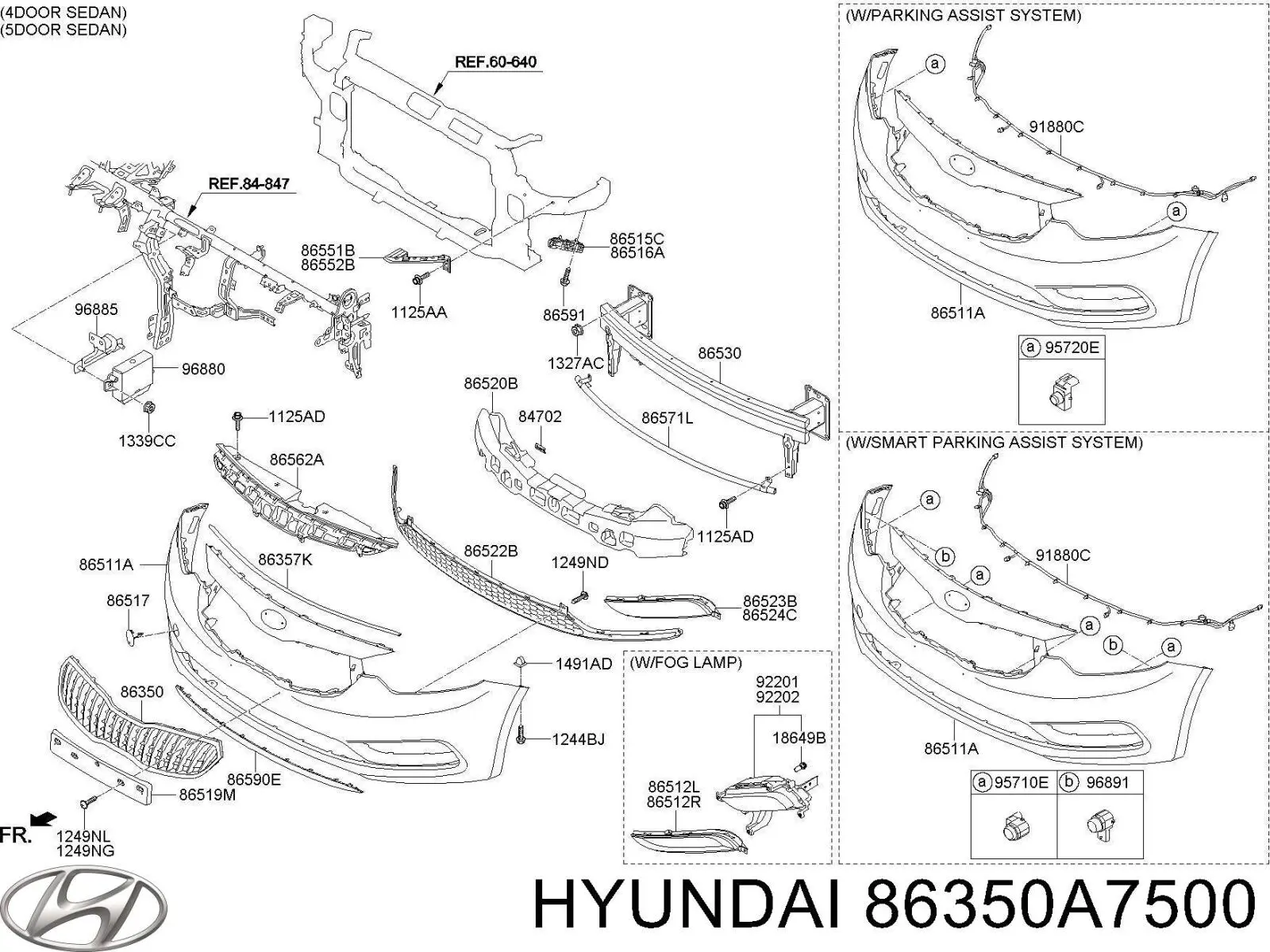 86350A7500 Hyundai/Kia grelha do radiador