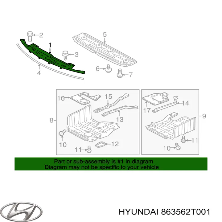 863562T001 Hyundai/Kia placa sobreposta superior do painel dianteiro (de suporte do radiador)