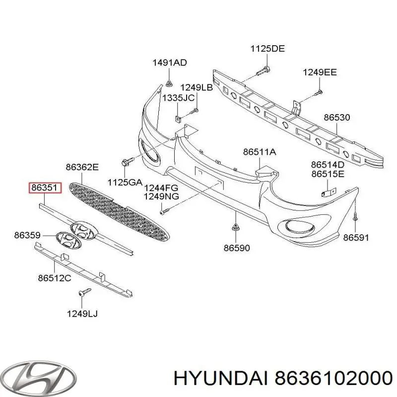 Облицовка радиатора Hyundai/Kia 8636102000 цена, от 151.40 USD