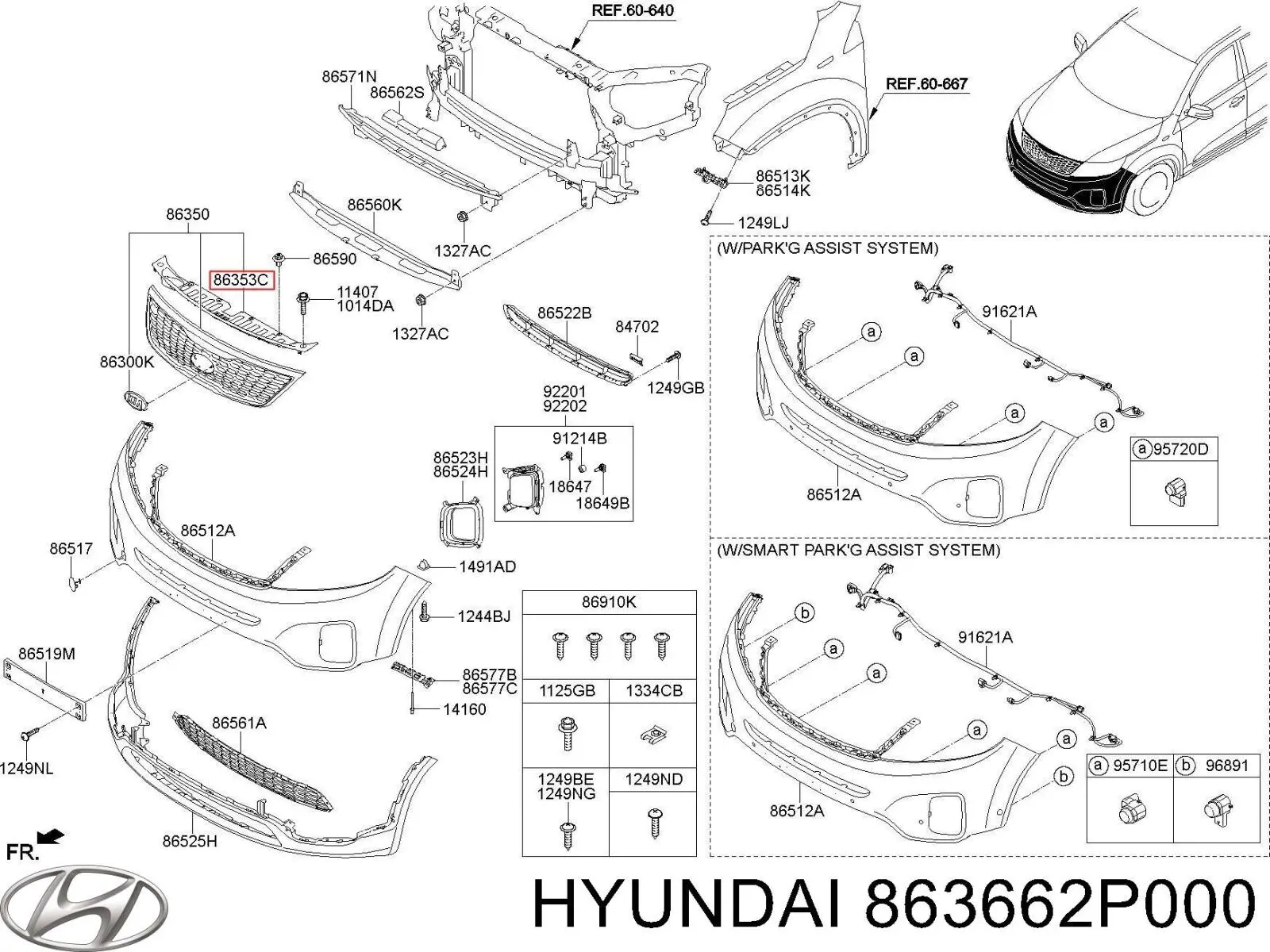  863662P000 Hyundai/Kia