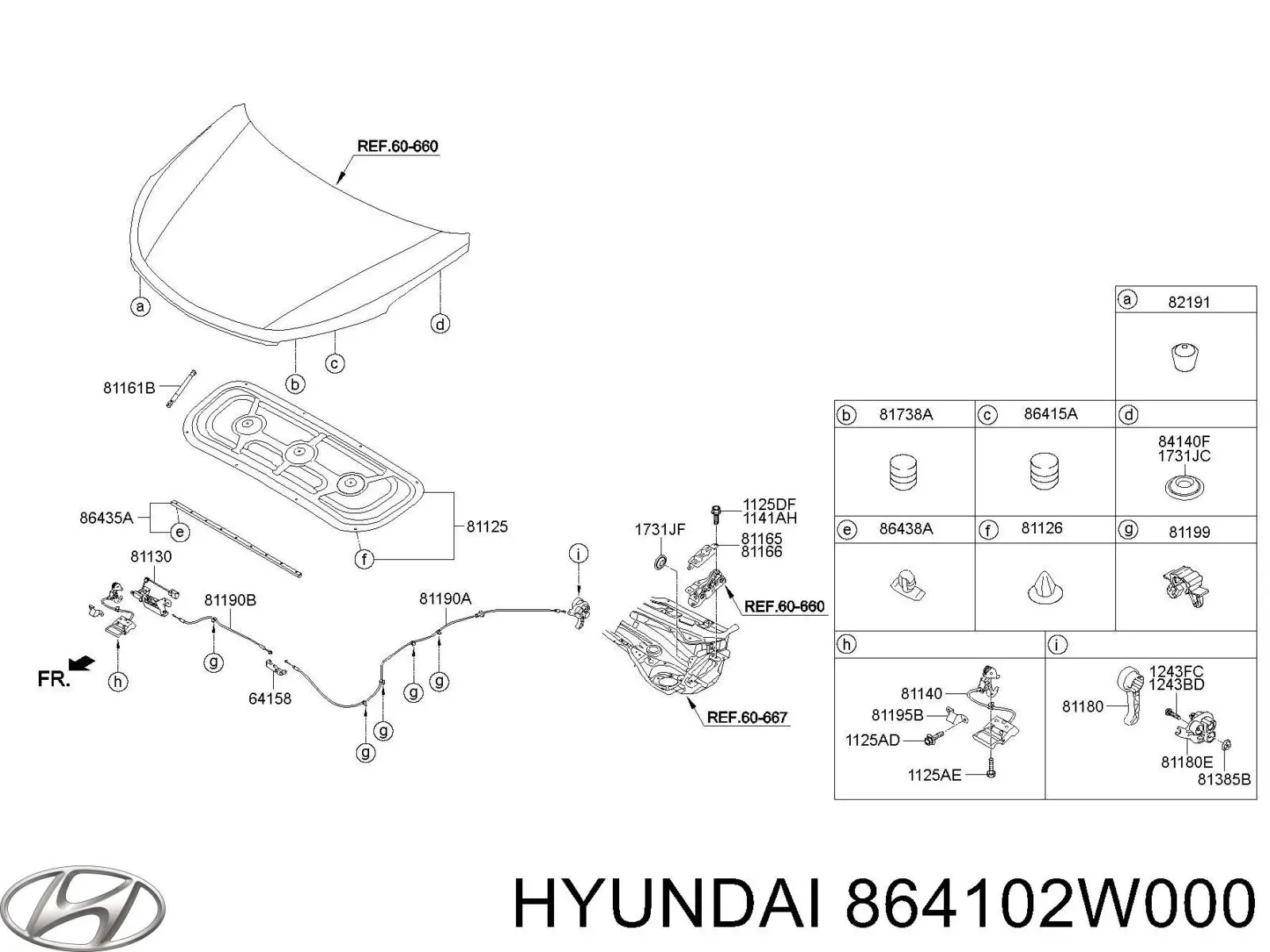 864102W000 Hyundai/Kia Буфер/отбойник капота