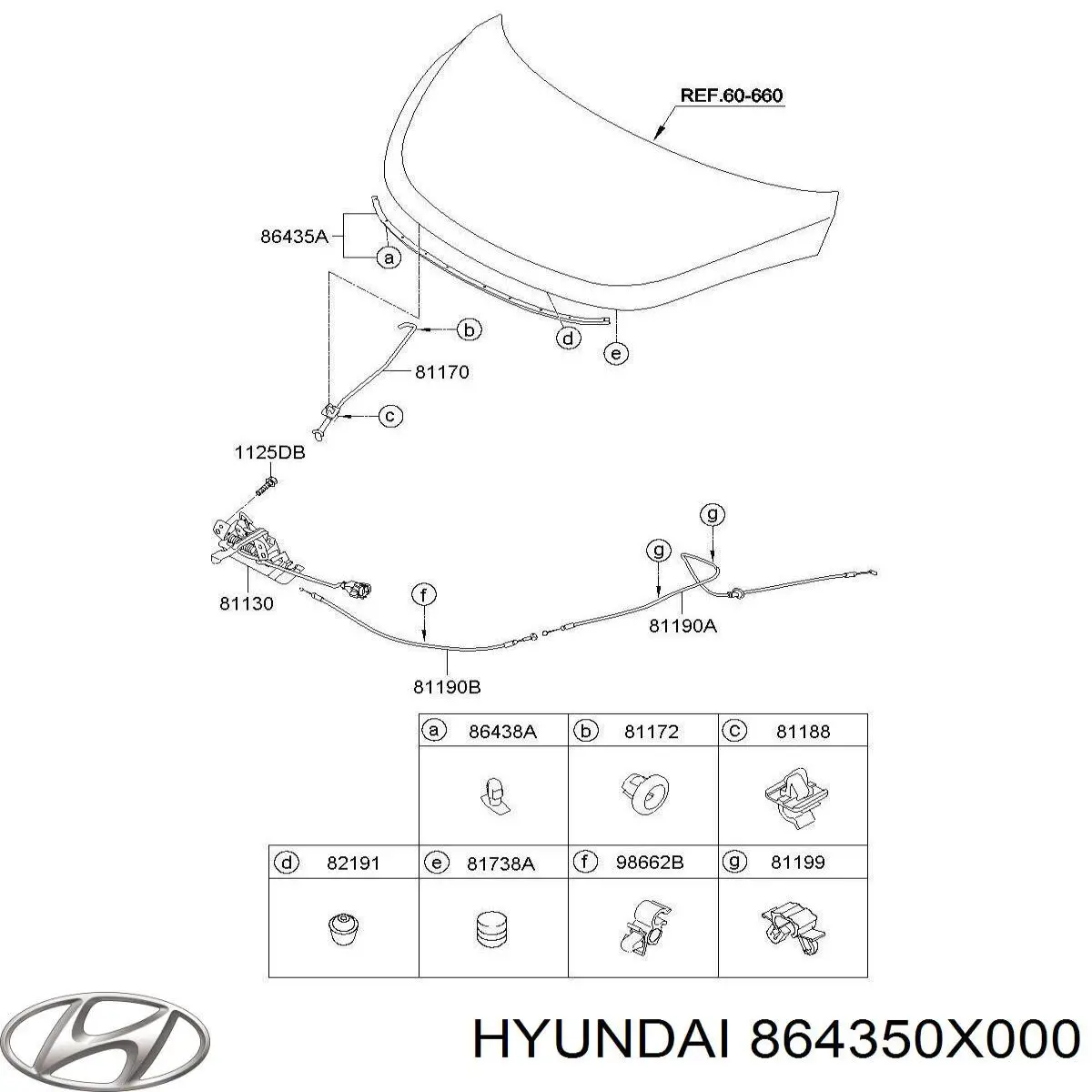 864350X000 Hyundai/Kia уплотнитель капота