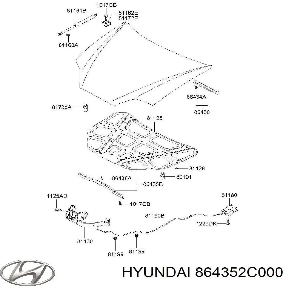 Купить 864352C000 Hyundai/Kia Термошумоизоляция капота