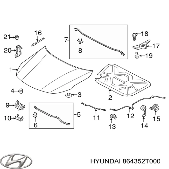 Уплотнитель капота 864352T000 Hyundai/Kia