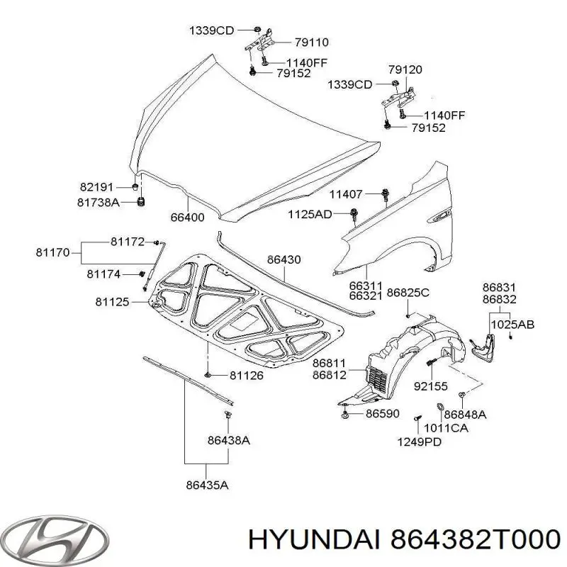  864382T000 Hyundai/Kia