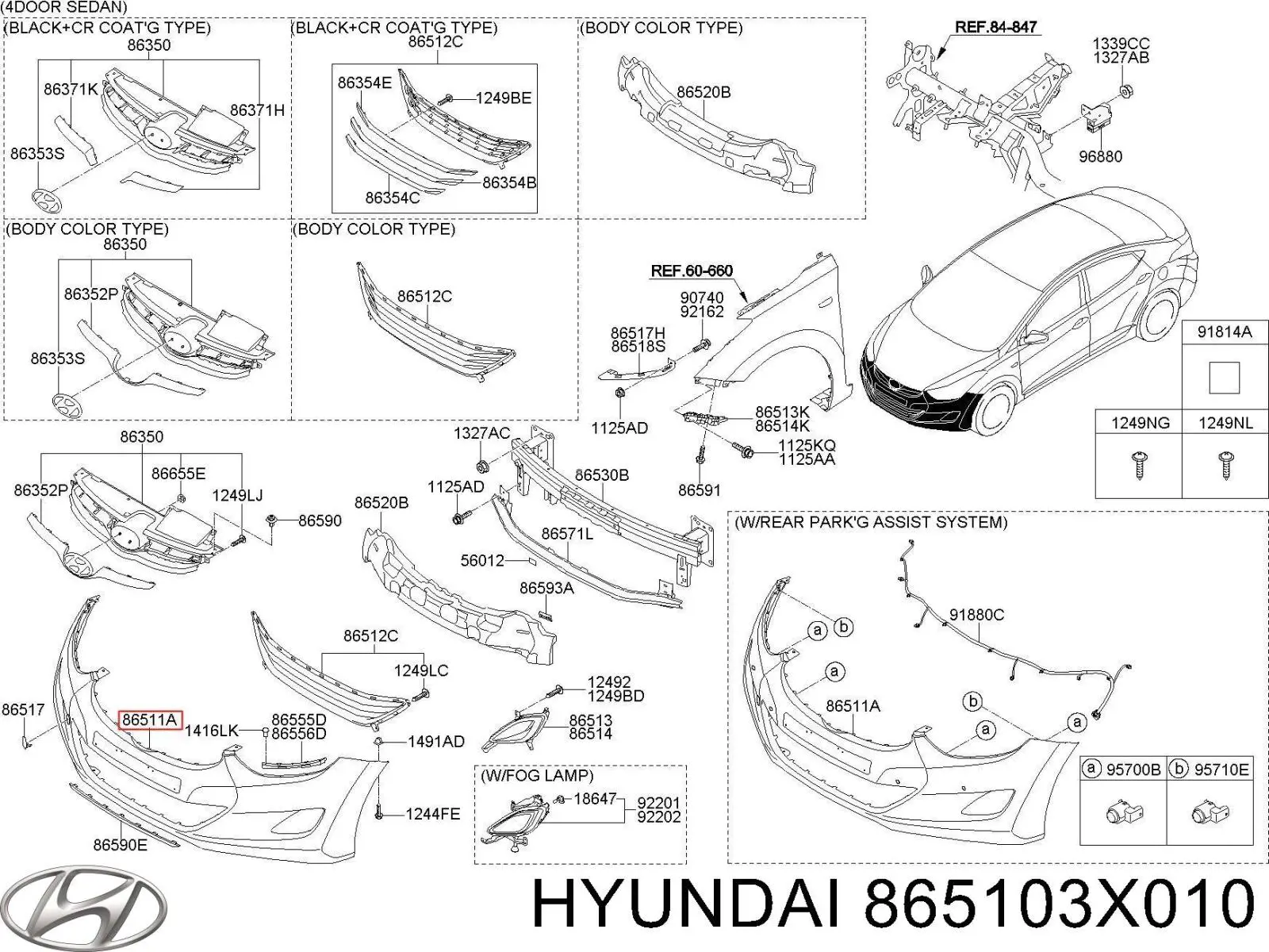 865103X010 Hyundai/Kia передний бампер