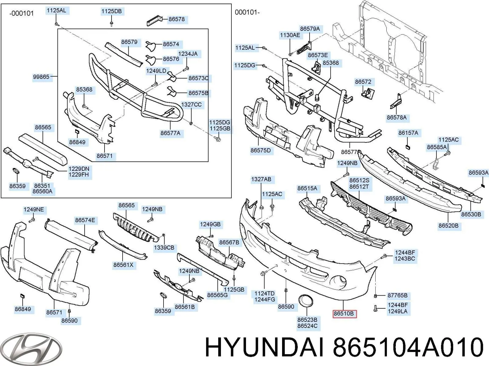 865104A010 Hyundai/Kia pára-choque dianteiro