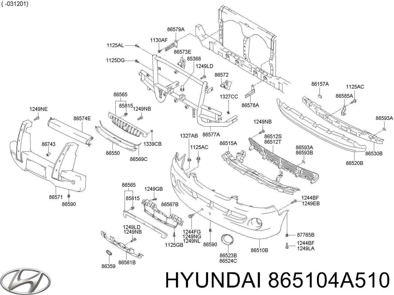 Купить 865104A510 Hyundai/Kia Буфер (бампер) передний