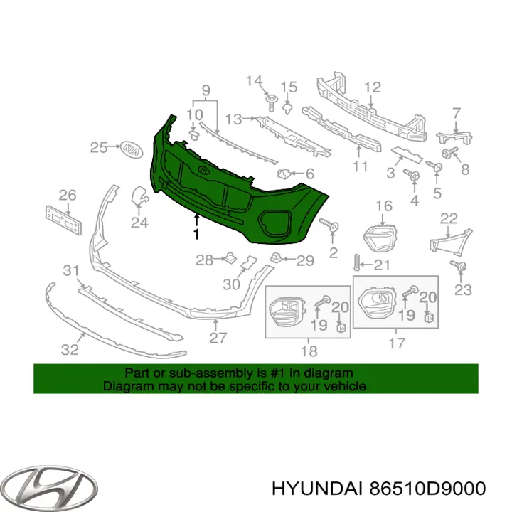 86510D9000 Hyundai/Kia pára-choque dianteiro