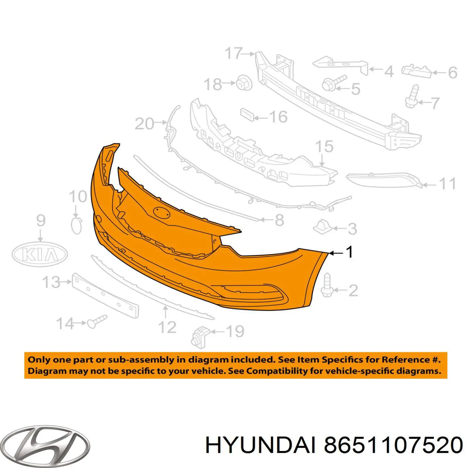 Бампер на авто Hyundai/Kia 8651107520 цена, от 85.04 USD