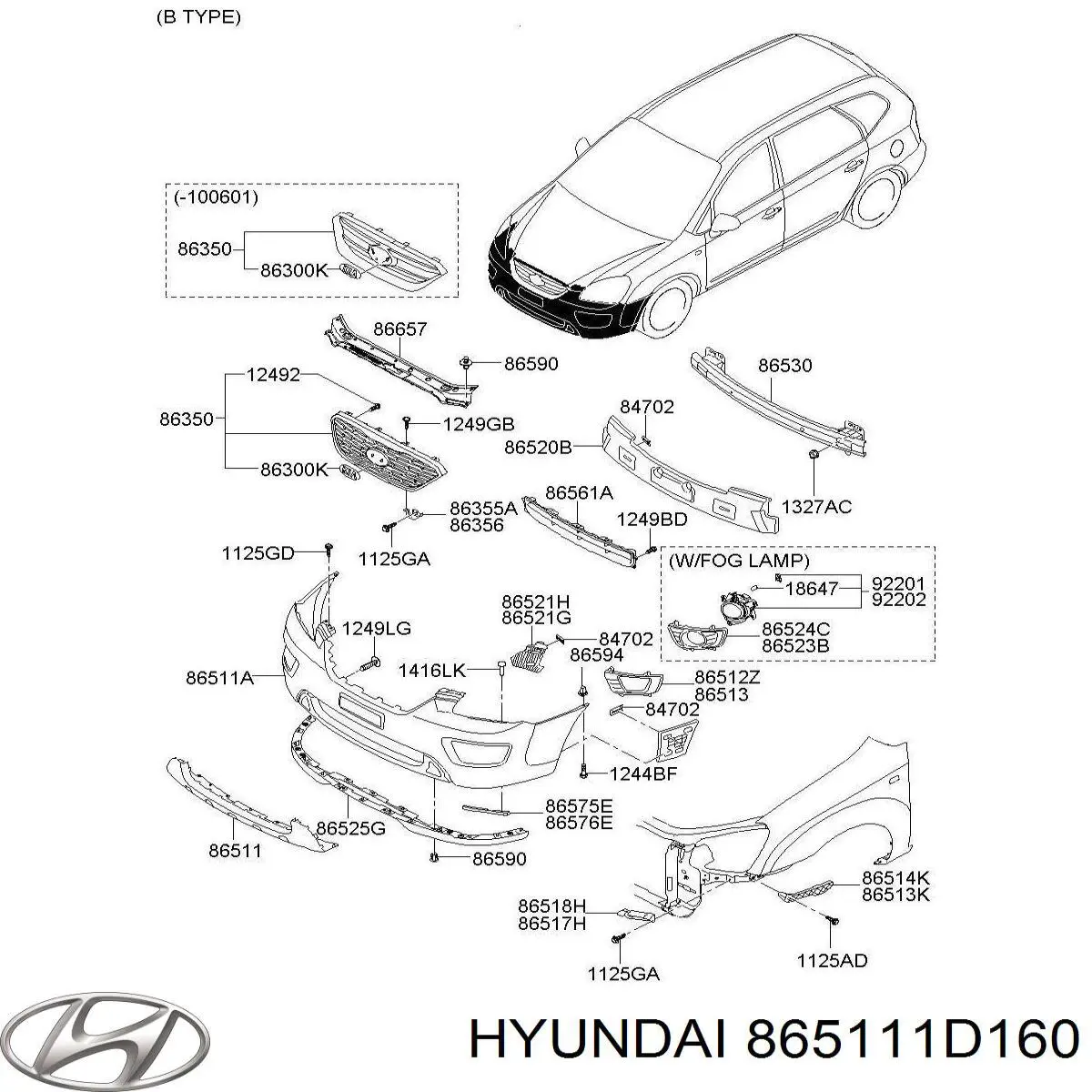 865111D160 Hyundai/Kia передний бампер
