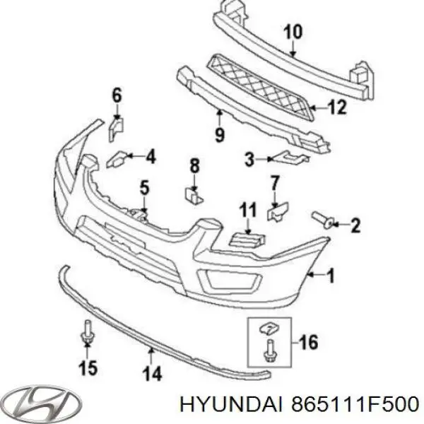 Передний бампер 865111F500 Hyundai/Kia