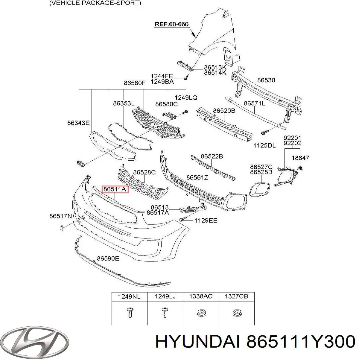 865111Y300 Hyundai/Kia pára-choque dianteiro
