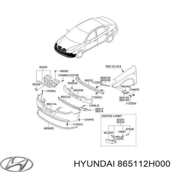 Купить 865112 Hyundai/Kia Буфер (бампер) передний