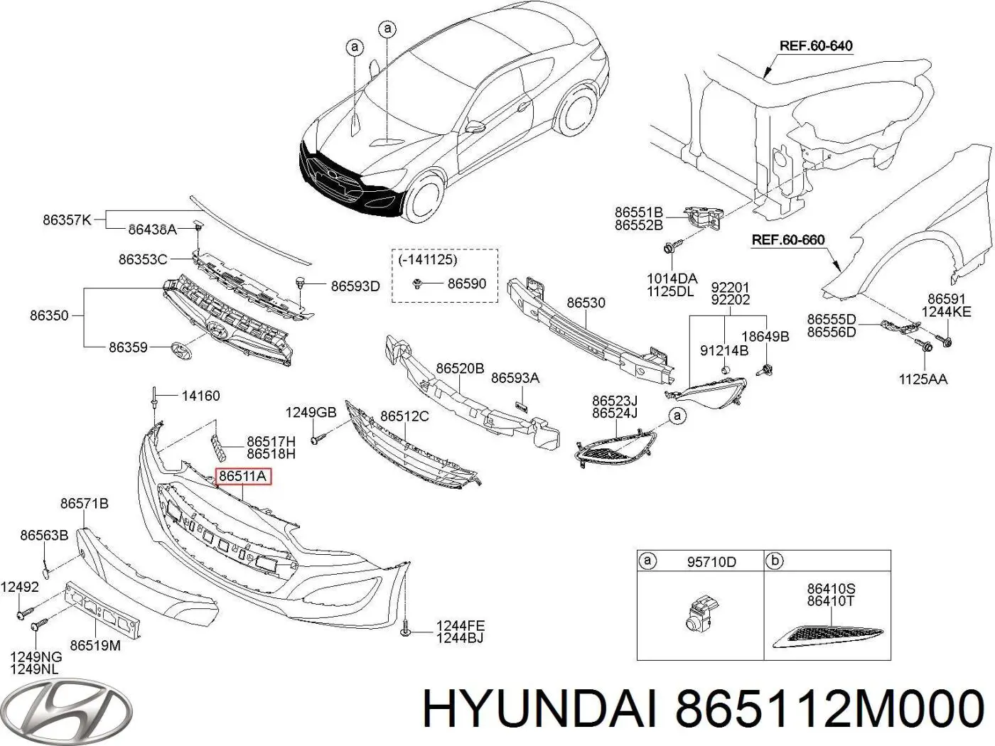 Передний бампер на Hyundai Genesis  BK