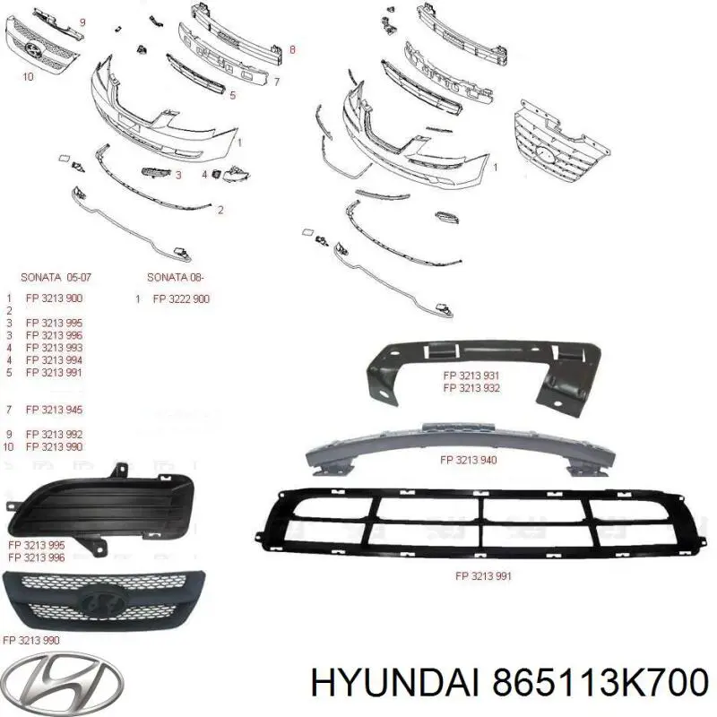 Передний бампер 865113K700 Hyundai/Kia