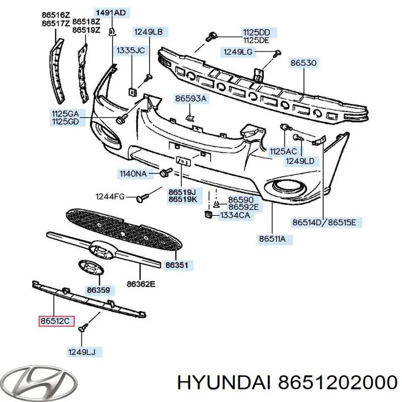 Решетка бампера на Hyundai Atos MX