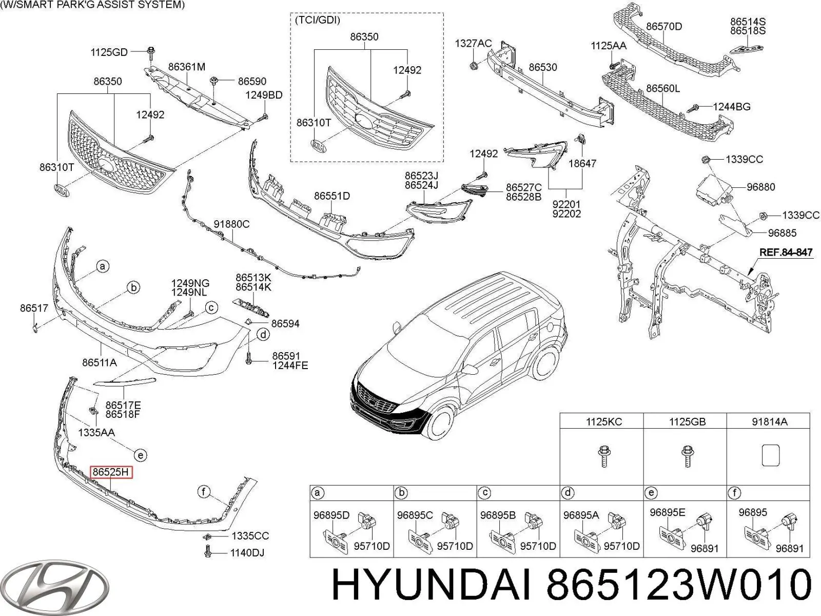 Бампер передній, нижня частина 865123W010 Hyundai/Kia