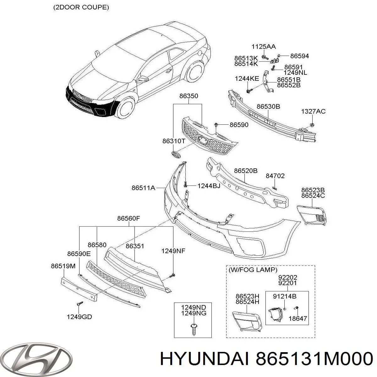 865131M000 Hyundai/Kia кронштейн бампера переднего левый