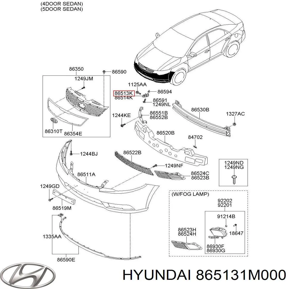 865131M000 Hyundai/Kia Левое крепление переднего бампера