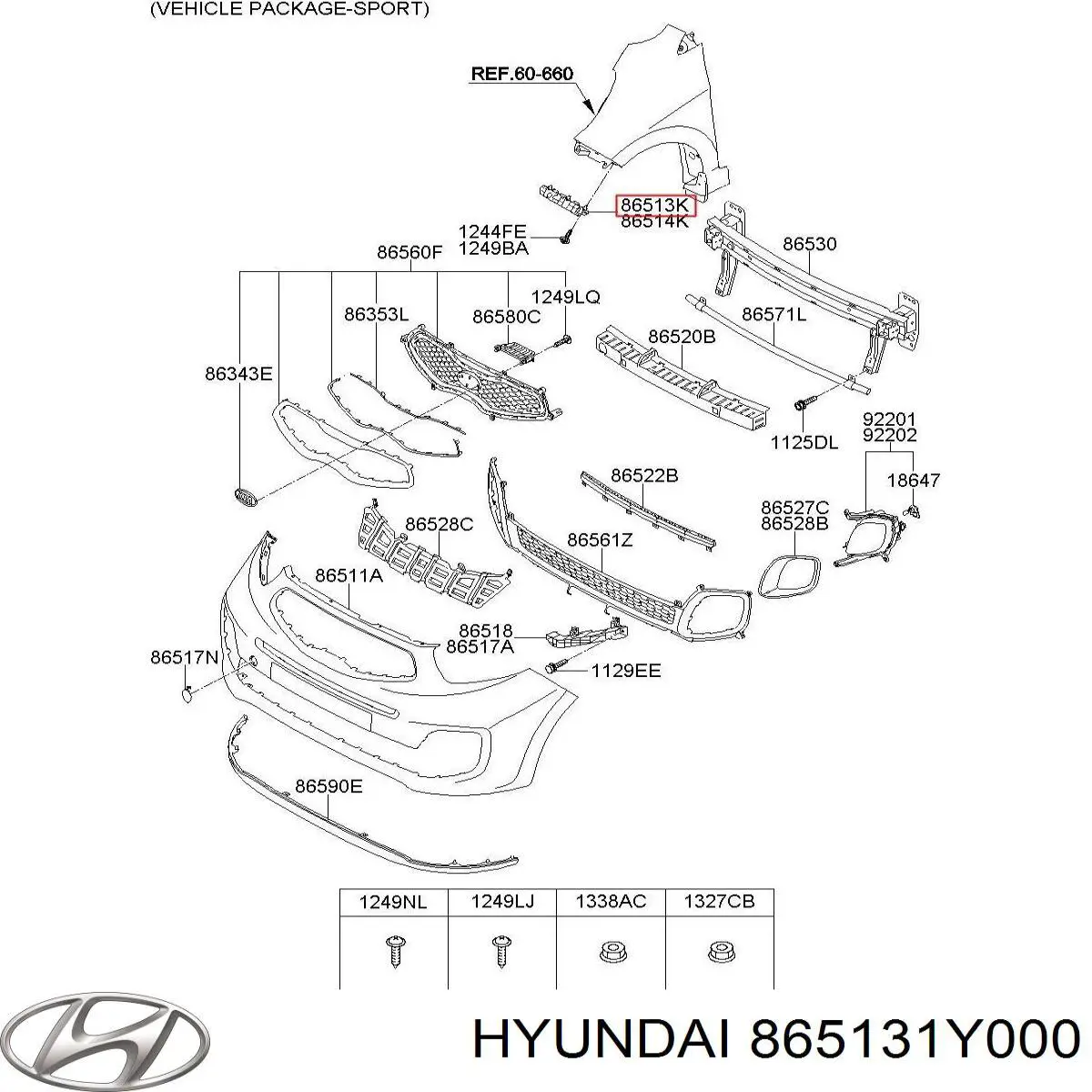 Кронштейн крепления бампера переднего левый Hyundai/Kia 865131Y000 цена, от 10.14 USD