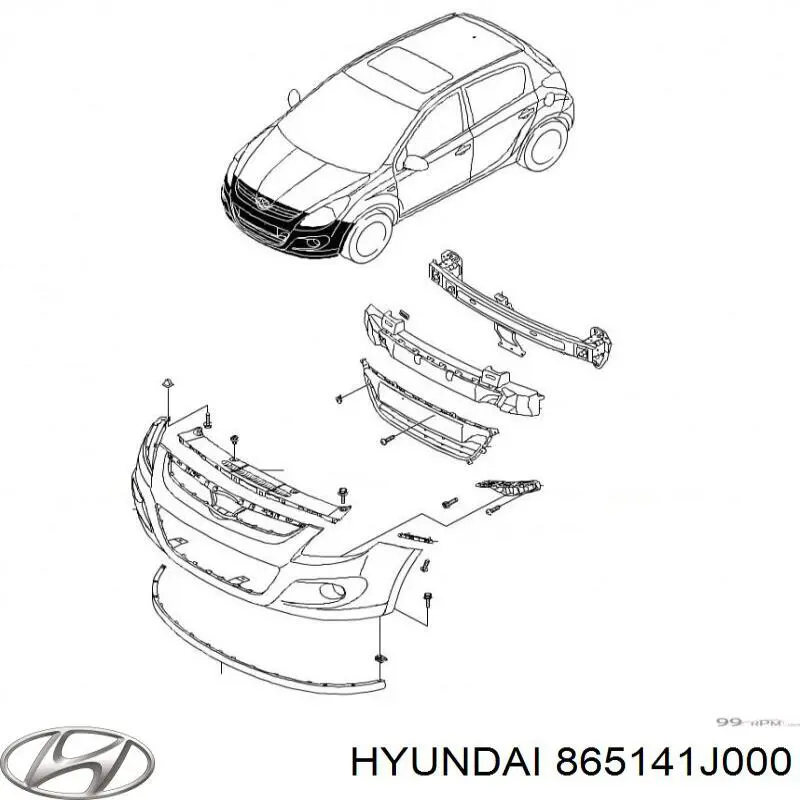 Правое крепление переднего бампера Hyundai/Kia 865141J000 цена, от 21.48 USD