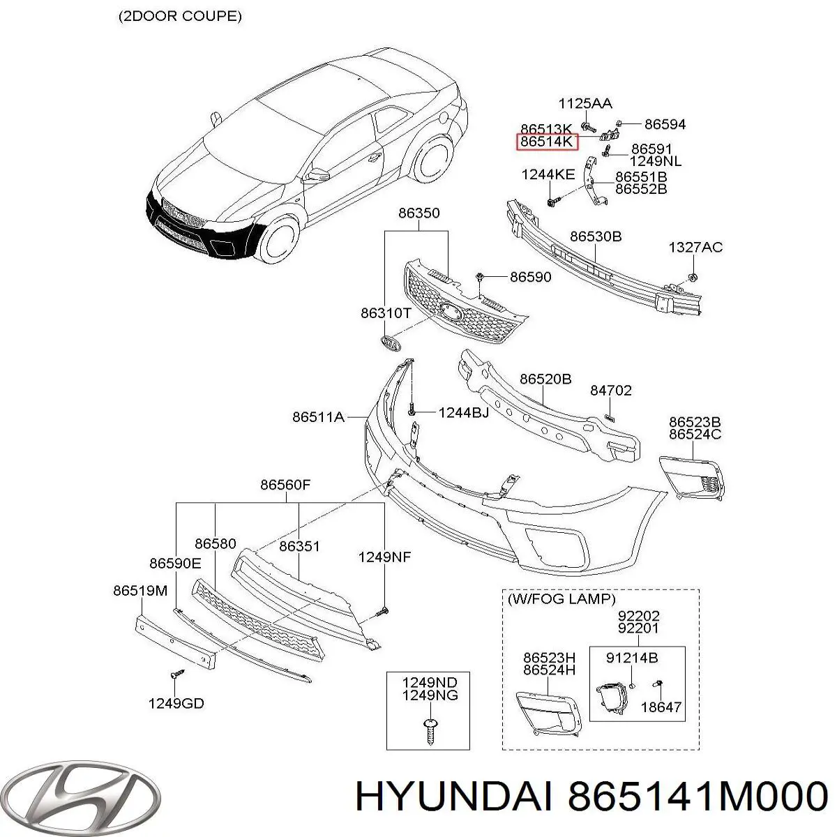 865141M000 Hyundai/Kia Кронштейн крепления бампера переднего правый