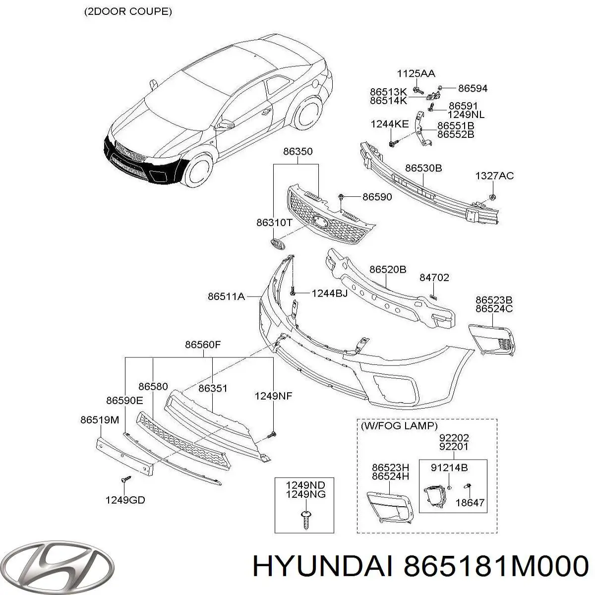 865181M000 Hyundai/Kia кронштейн бампера переднего правый