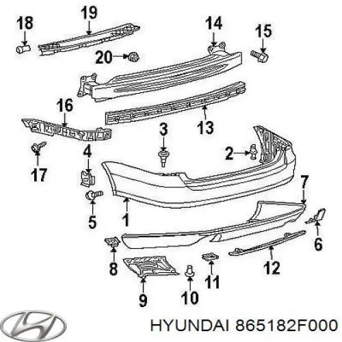 Правое крепление переднего бампера Hyundai/Kia 865182F000 цена, от 16.95 USD