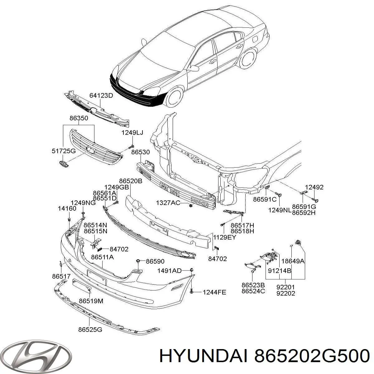 865202G500 Hyundai/Kia абсорбер (наполнитель бампера переднего)