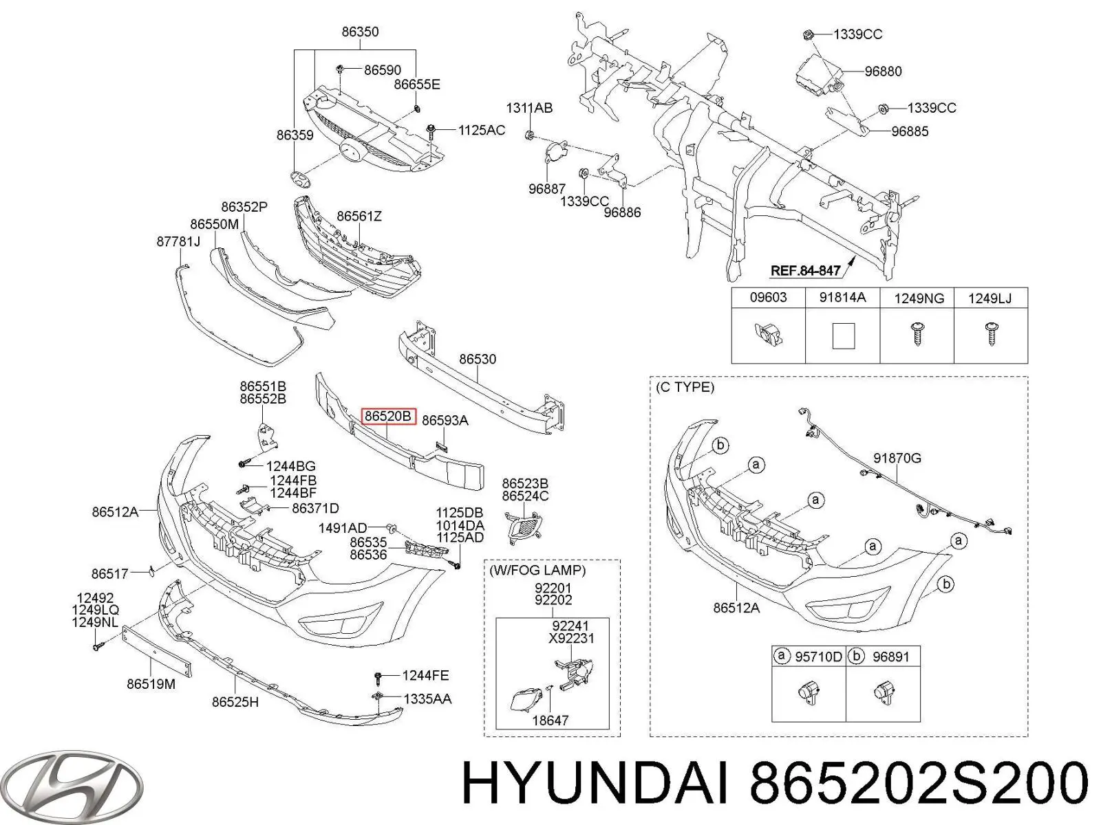 865202S200 Hyundai/Kia absorvedor (enchido do pára-choque dianteiro)